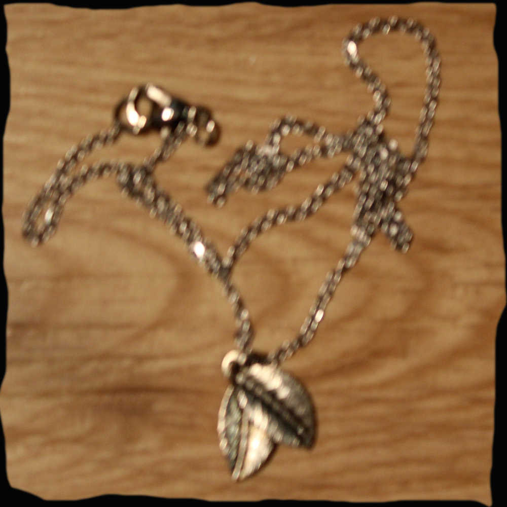 Chaînette chaine medaillon avec pendentif feuille nature en métal argenté or québec canada