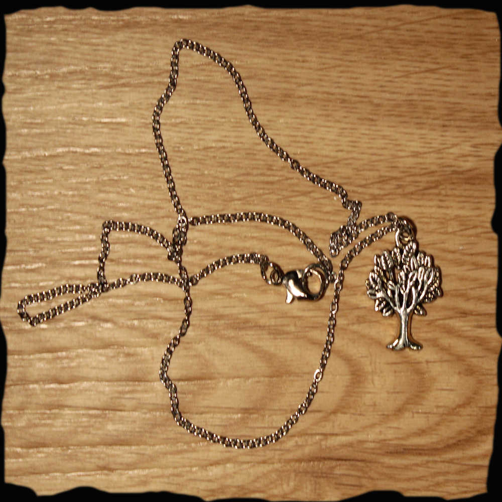 Chaînette chaine medaillon avec pendentif arbre de vie nature en métal argenté or québec canada