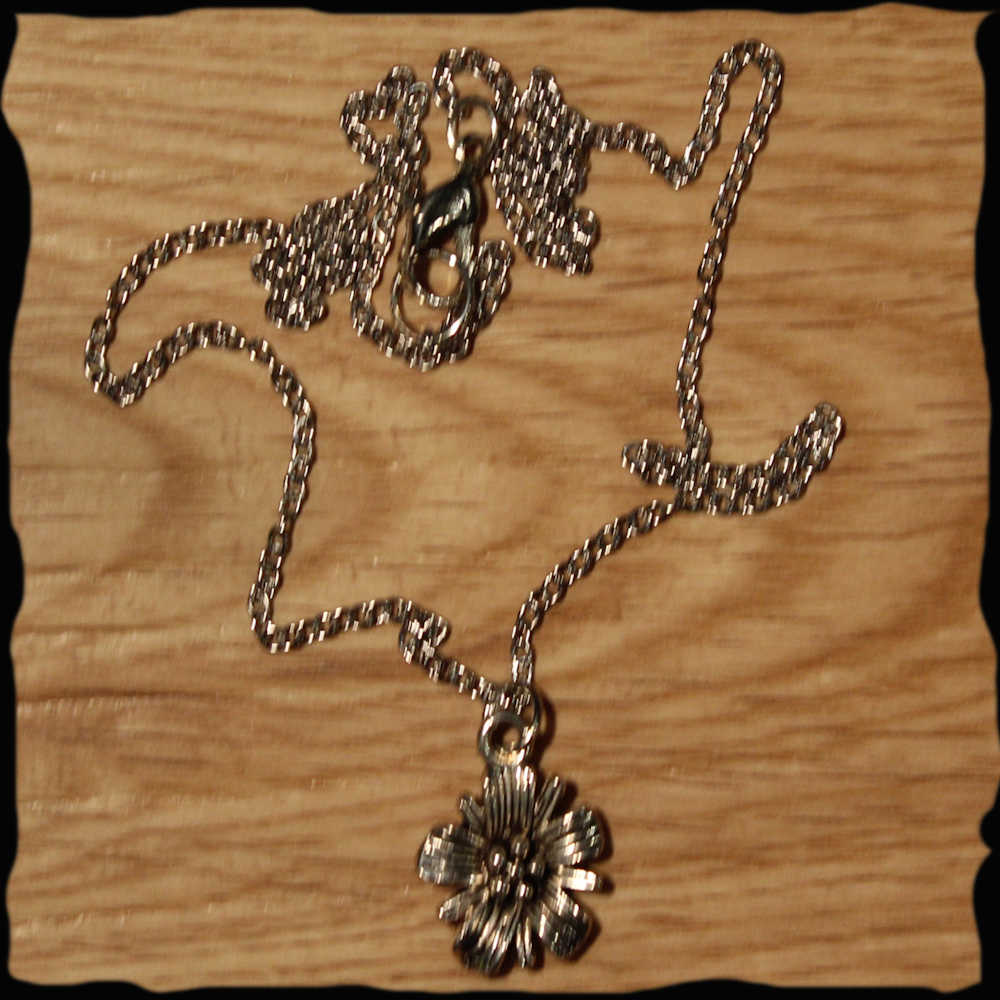 Chaînette chaine medaillon avec pendentif fleur nature en métal argenté or québec canada