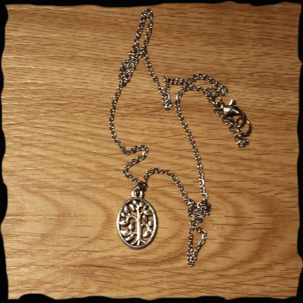Chaînette chaine medaillon avec pendentif arbre de vie nature en métal argenté or québec canada