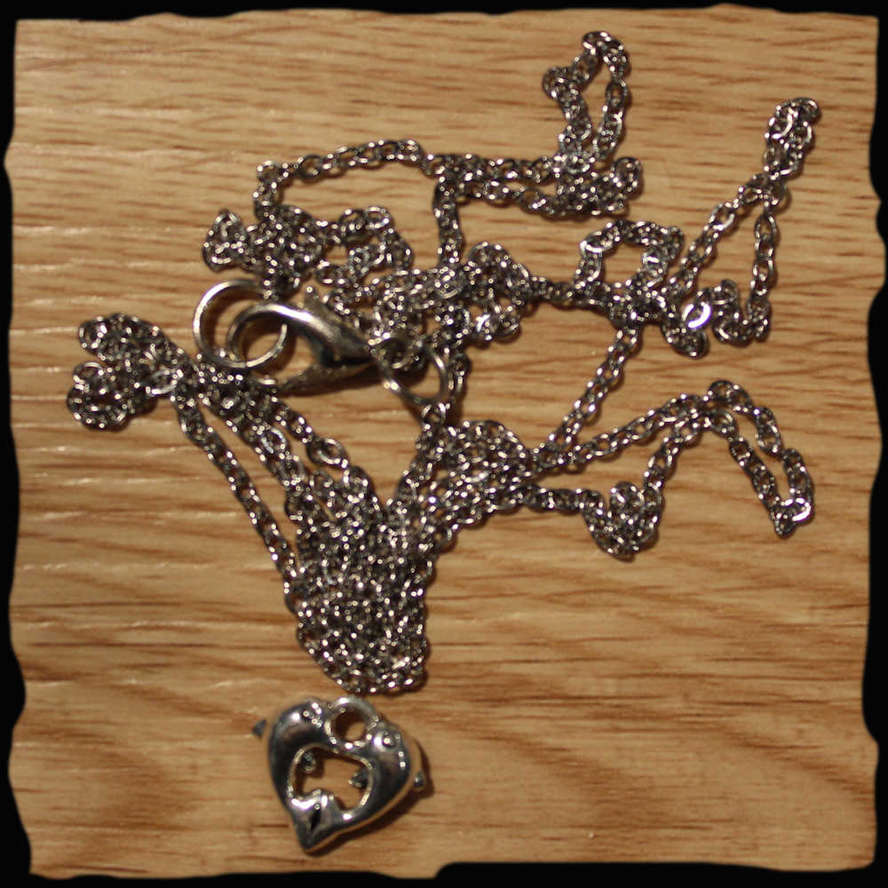 Chaînette medaillon avec pendentif coeur amour dauphin en métal argenté or québec canada