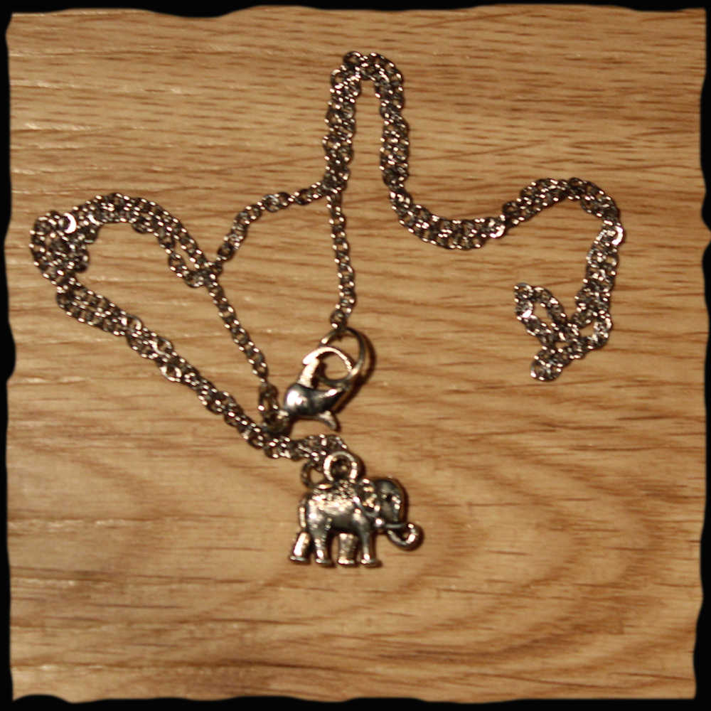Chaînette chaine medaillon avec pendentif elephan animaux nature en métal argenté or québec canada